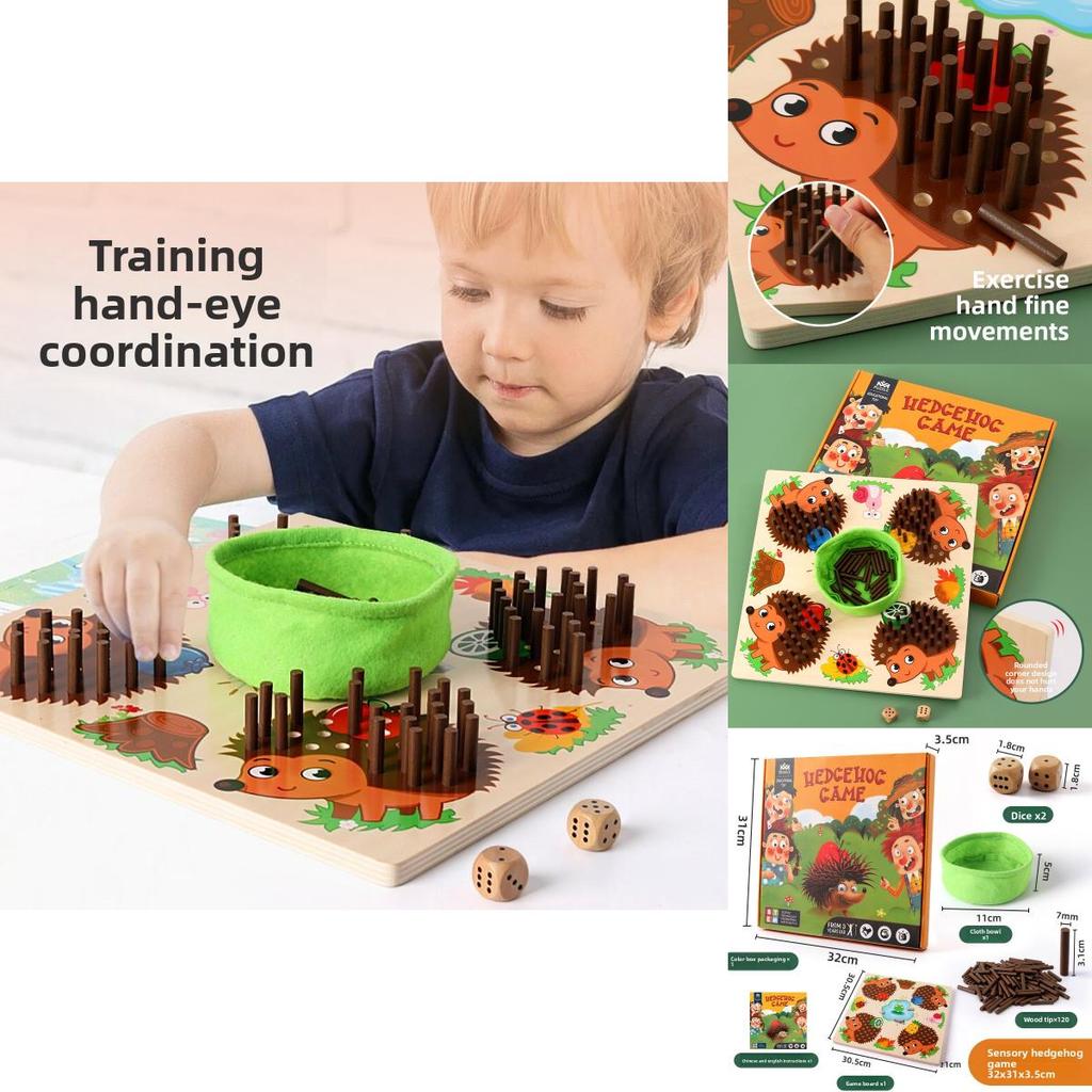 Wooden Hedgehog Sensory Game For Children Hand Coordination And Cognitive Growth