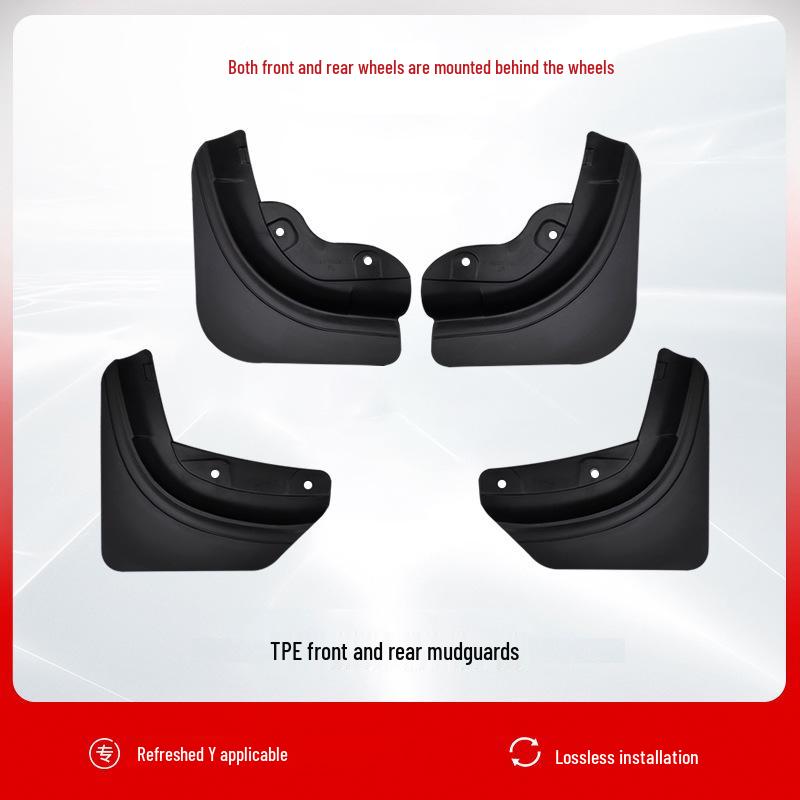 Tesla Model Y/3 Refresh Mudguards: Punch-Free TPE Front & Rear Wheel Mudflaps