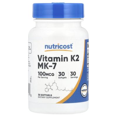 Vitamina K2 MK-7, 100 mcg, 30 cápsulas moles