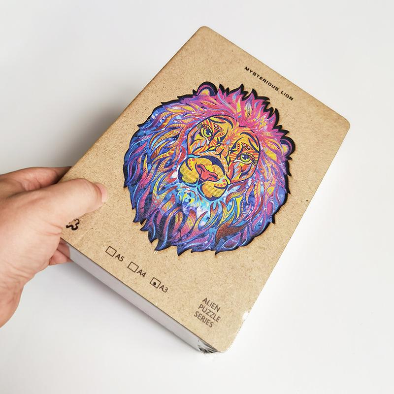 Special-Shaped Wooden Puzzle Lion Owl Wolf Tyrannosaurus Rex Animal Irregular Children S Building Block Toy Creative Puzzle