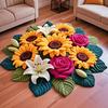 Sunflower Floor Mat Non-Slip Living Room Rug Farmhouse Area Rug Decorative Flower Carpet for Bedroom Playroom Bathroom