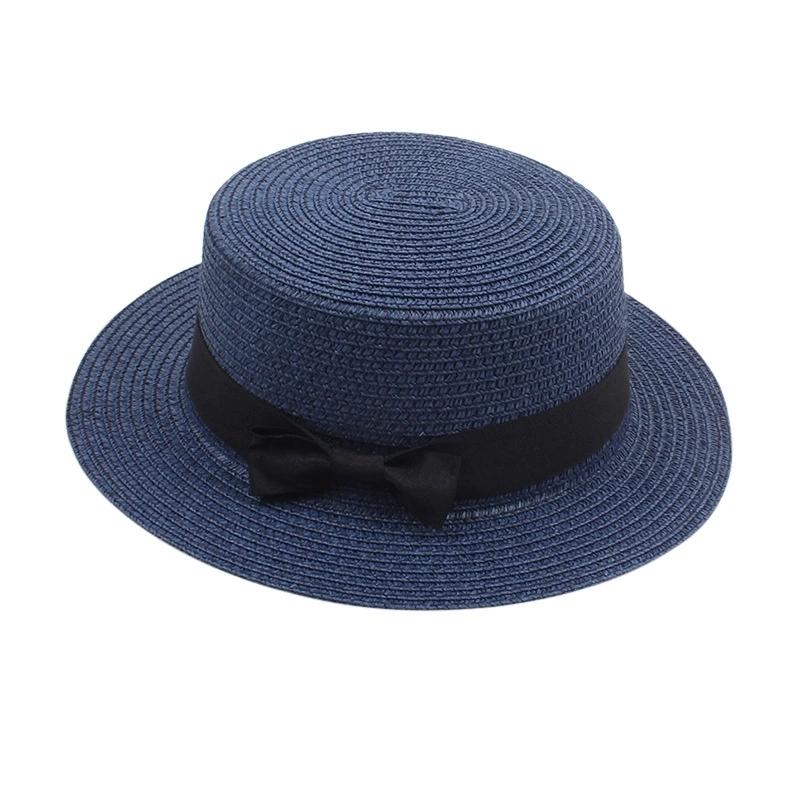 Women's British-Style Summer Hat Simple Small-Brimmed Straw Hat Korean-Style Bow-Knot Flat-Top Sun Hat Popular Women's Straw Hat