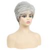 Womens Wigs Short Haircuts Synthetic Gray Layered Curly Mommy Wig with Bang Female Old Lady Costume Average Size Soft Hair