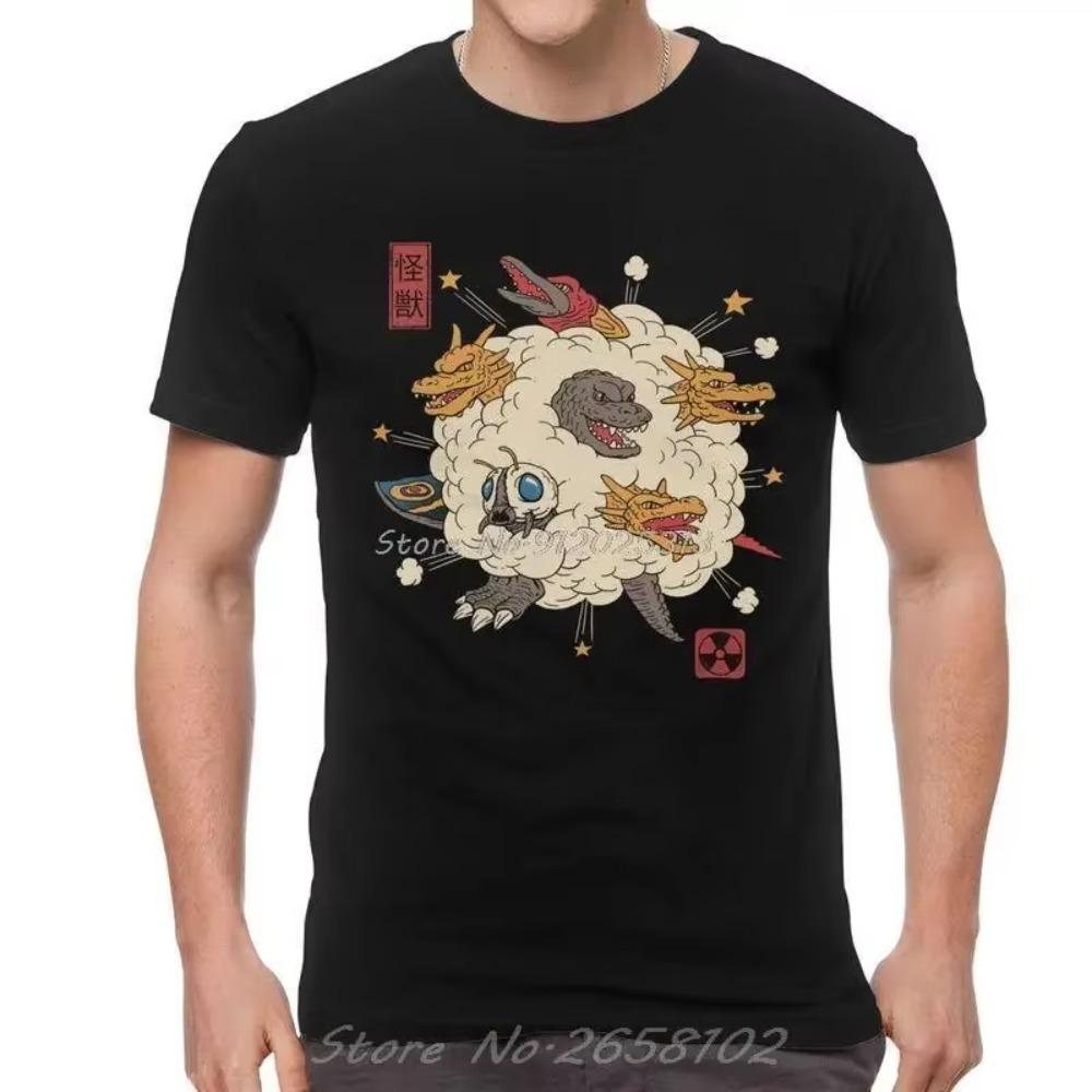 

Мужская футболка Kaiju Collection Футболка Новинка Футболка с коротким рукавом Японская Графические футболки Подарок Уличная одежда Харадзюку XXXXXL чёрный