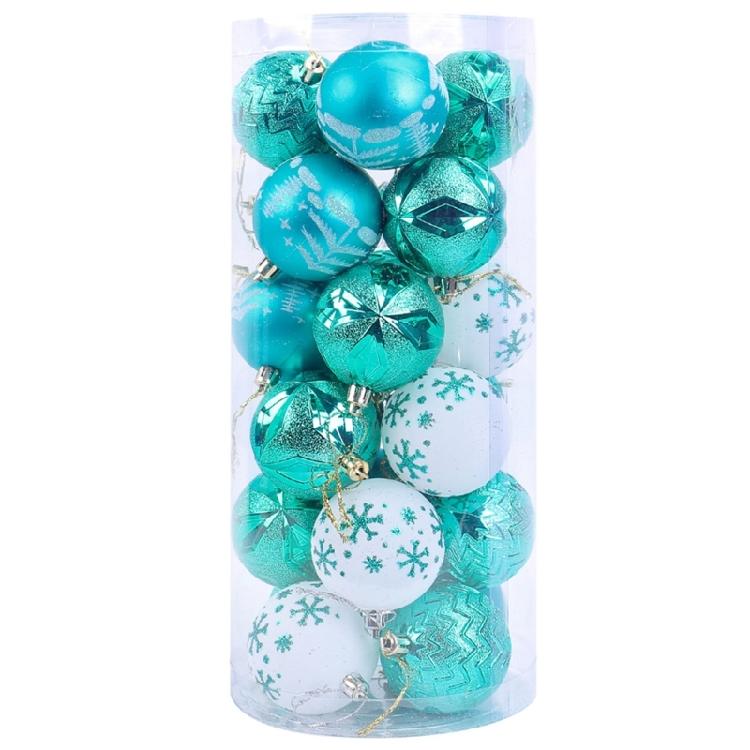 24Pcs Artistic Painted Christmas Baubles Bright Christmas Sphere Hanging Ornament for Festival Home Embellishment
