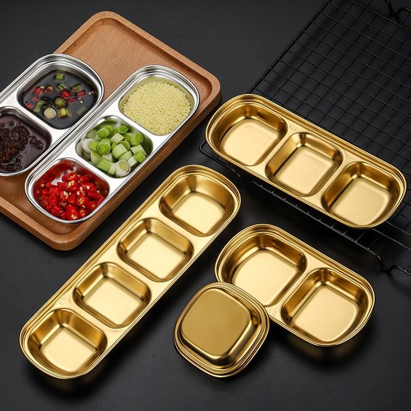 Sauce Dish Stainless Steel  for Spice Dish Soy Sauce 2-Compartment
