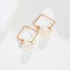 Xiaoxiangfeng Japanese and Korean Elegant Pearl Square Earrings Rose Gold Stud Earrings Niche High Color Retention