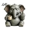 Funny Gorilla Hippo Elephant Figurines Middle‑Finger Figurine with Coffee Cup Resin Animal Statue Novelty Desktop Home Decor for Living