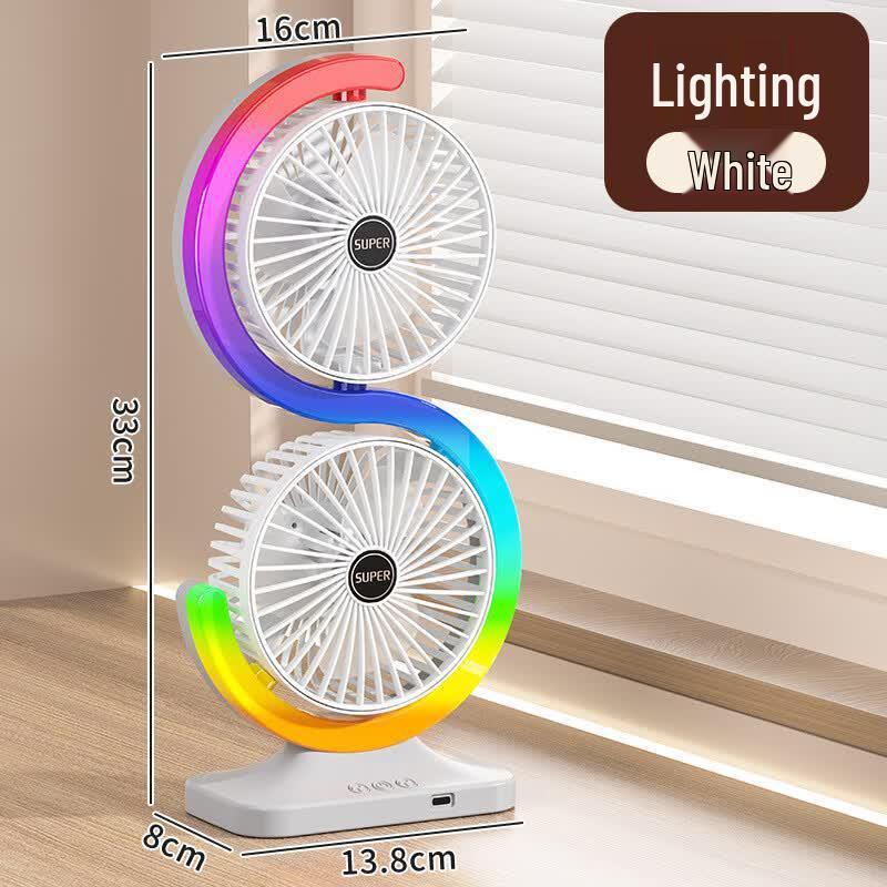 

ZISIZ Double-Head Desk Fan with Light