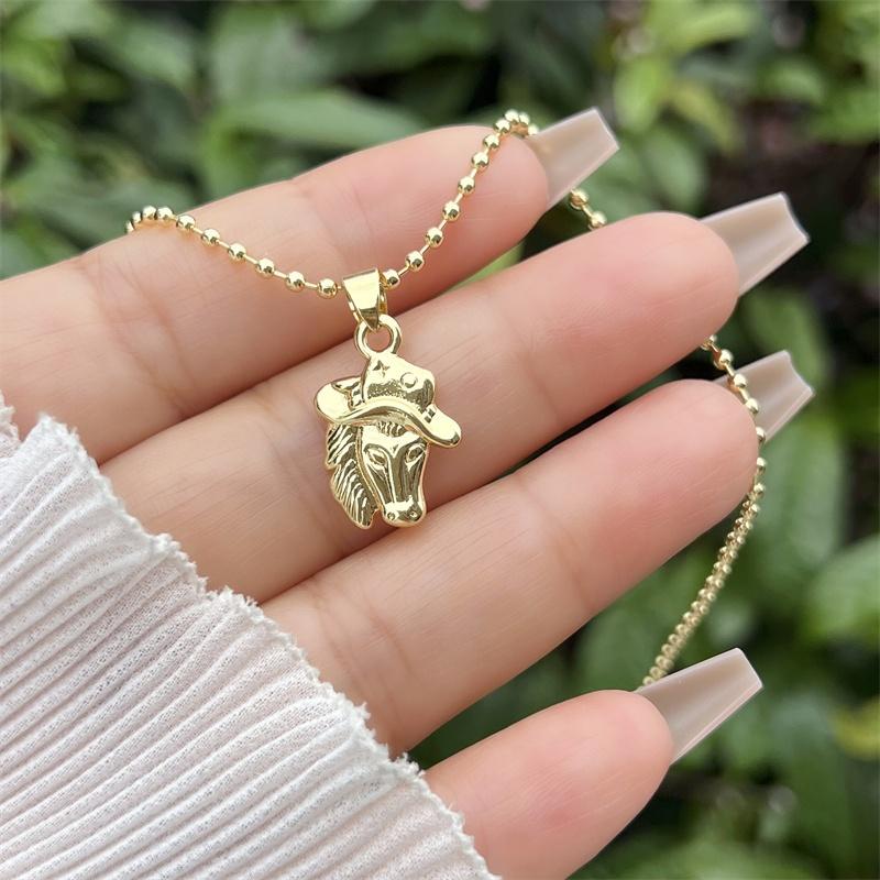 18K Gold Plated Horse Element Series Multi Style Zircon Madonna Love Cross Necklace Classic Simplicity 44cm+4cm&A золотой