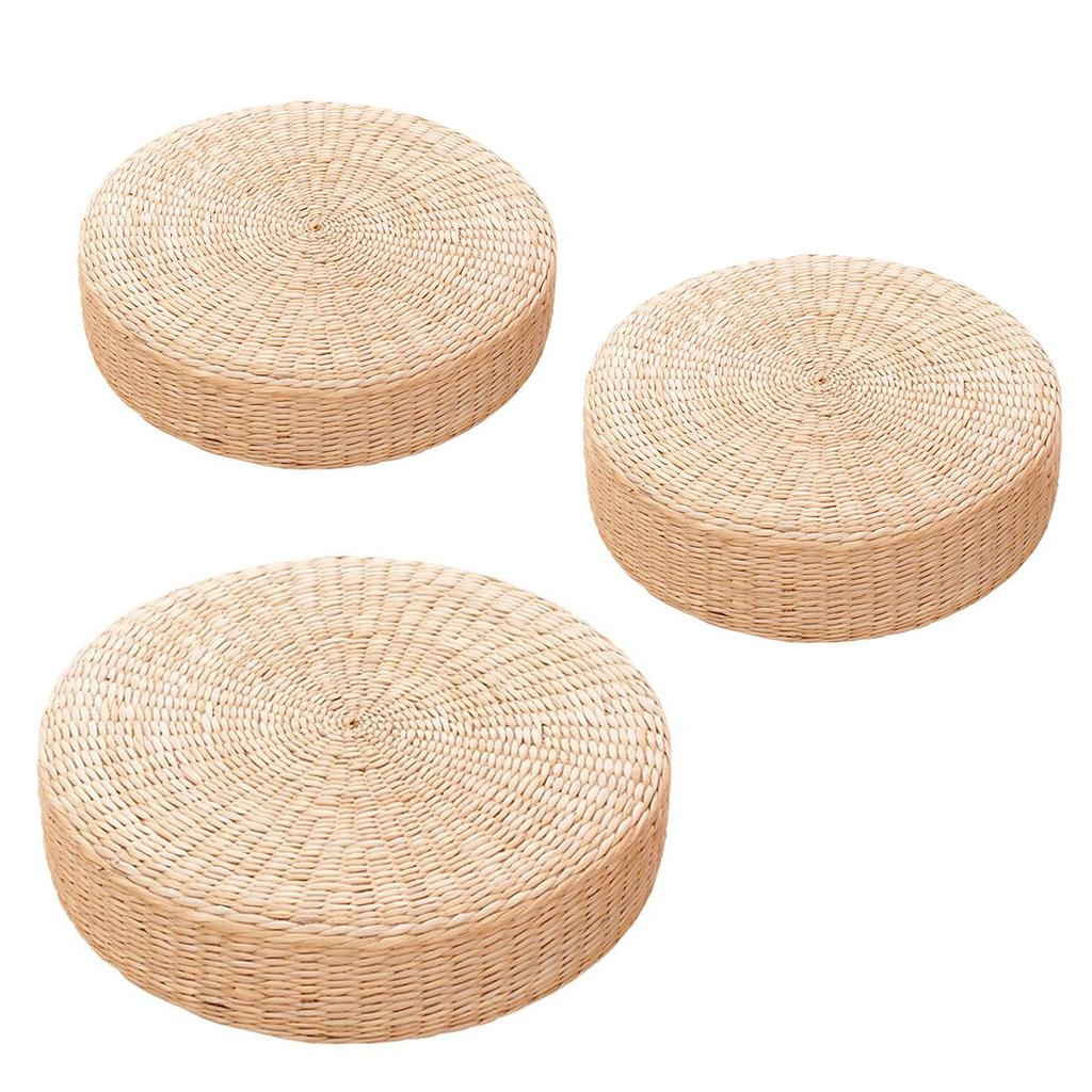 Hand Made Plaited Futon Mat Bulrush Mat Floor Mat Round Japanese Solid Color Bay Window Mat