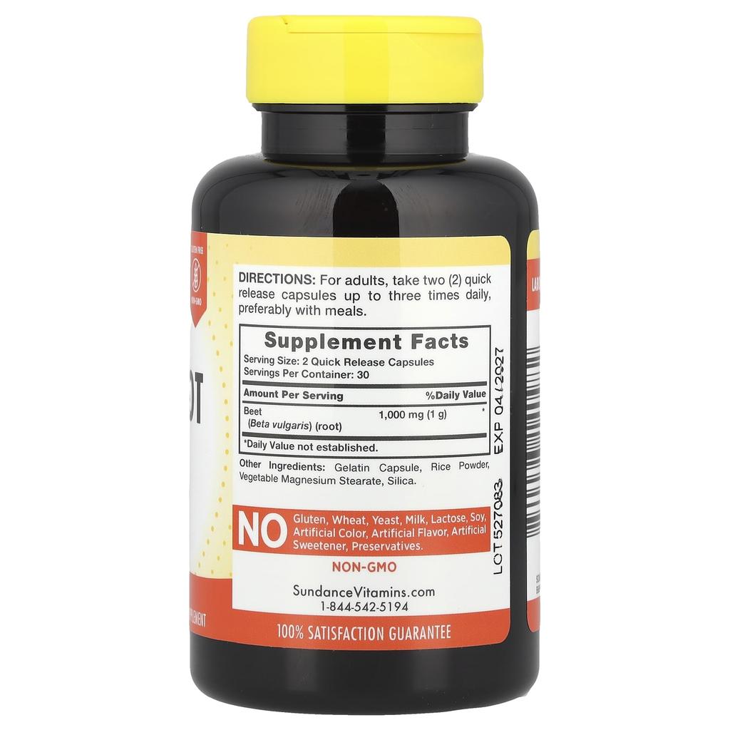 Beet Root, Rapid Release Capsules, 60 ct (500 mg per capsule)