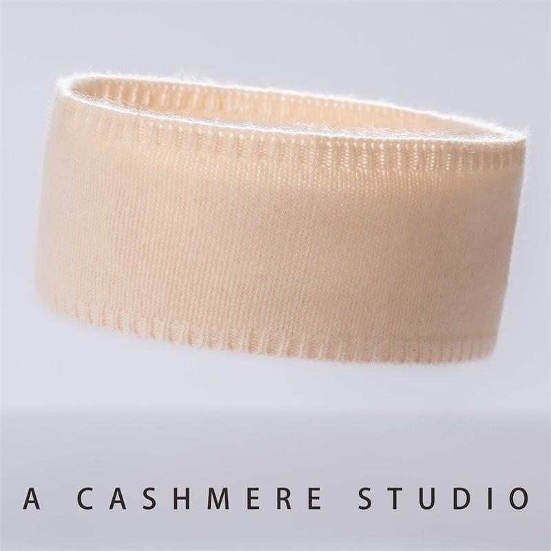 Autumn and winter new cashmere blended warm knitting flat solid color pullover cashmere headband women's black