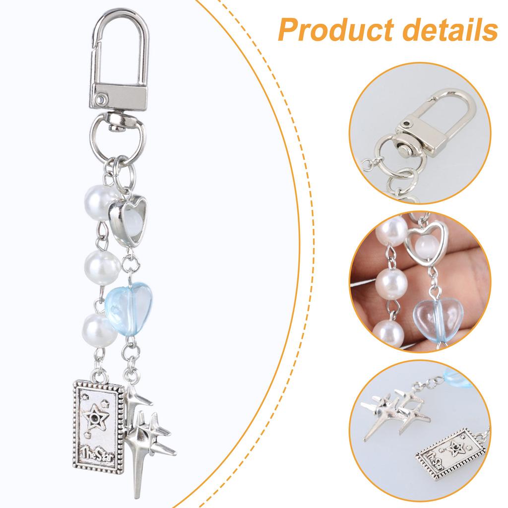 Charming Heart And Star Keychain Accessory Trendy Heart Star Bag Charm Keychain Personalized Keyrings Pendant for Women