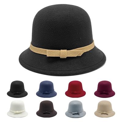 Autumn and Winter Simple Woolen Top Hat Autumn and Winter Dome Elegant Bucket Hat Versatile Senior Sense Retro Basin Hat Women