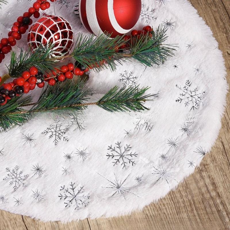 

Біла плюшева спідниця для різдвяної ялинки з м якою пухнастою облямівкою, розкішна на дотик для Різдва, весіль, вечірок та святкових прикрас 90cm