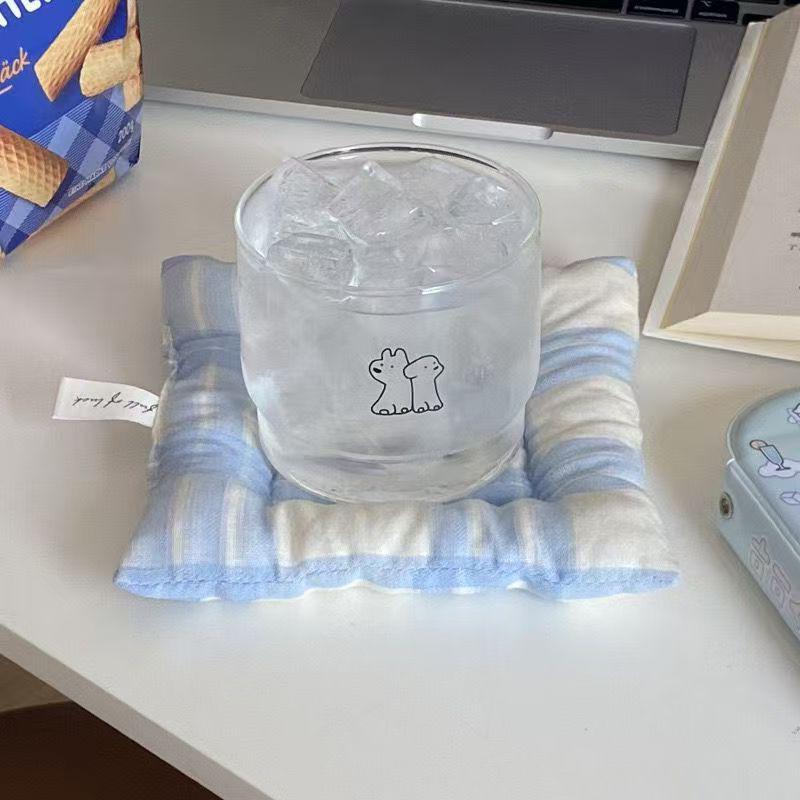 Ins Style High-Temp Resistant Glass Cup - Cute Cartoon Couple Design for Coffee & Milk