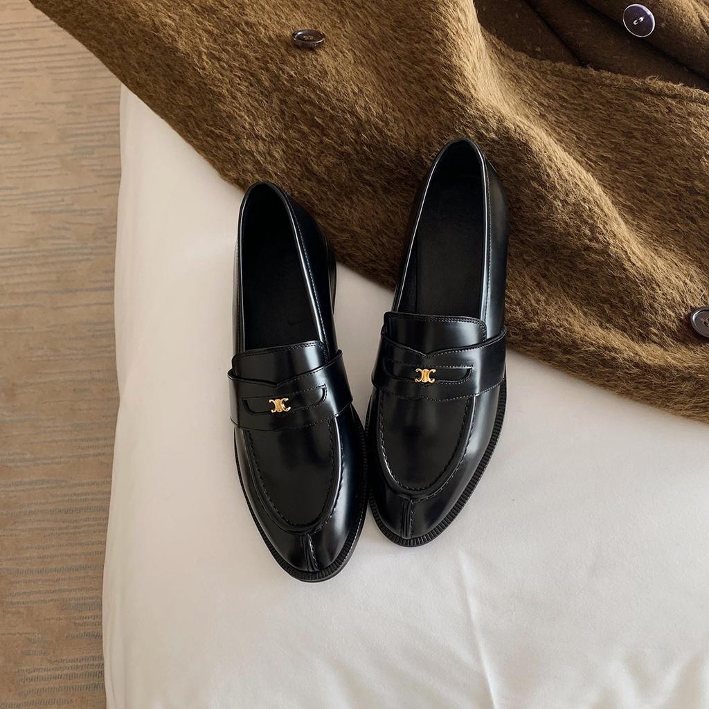 Inner heightening loafers women's 2025 spring and autumn one-pedal British style single shoes thick heel small leather shoes