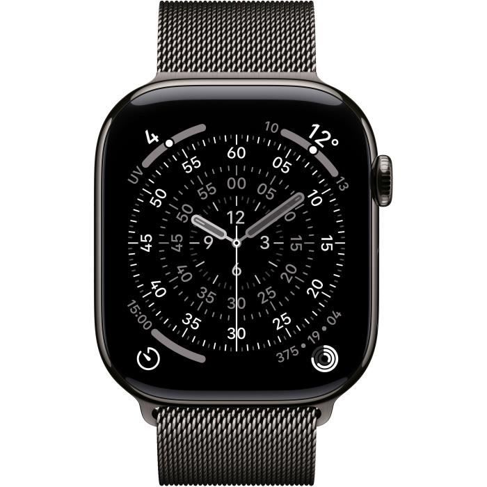 Apple Watch Series 11 GPS + Cellular - 46mm - Boîtier Slate Titanium - Bracelet Slate Milanese Loop - M/L