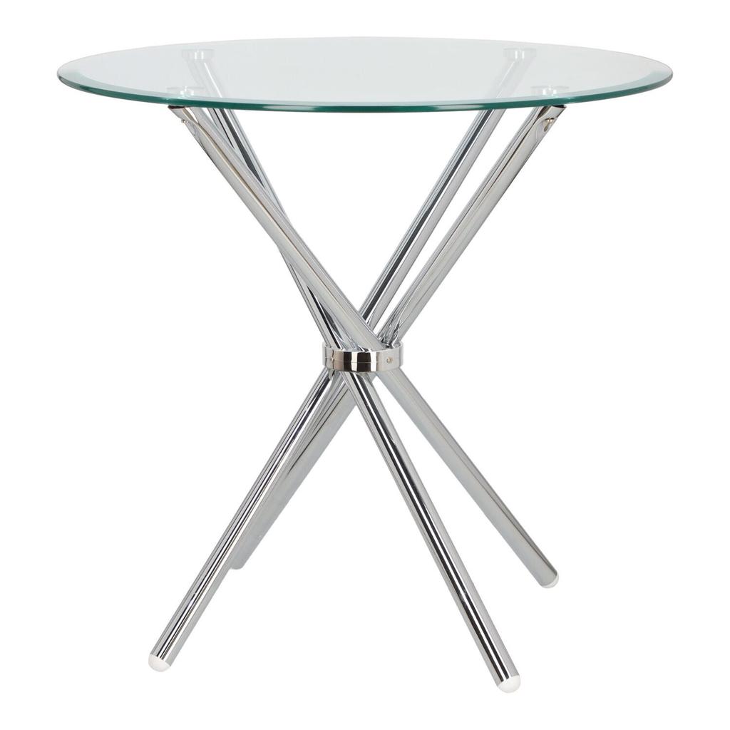 Round Table Ufo 90Cm Transparent/Chrome Glass Tabletop