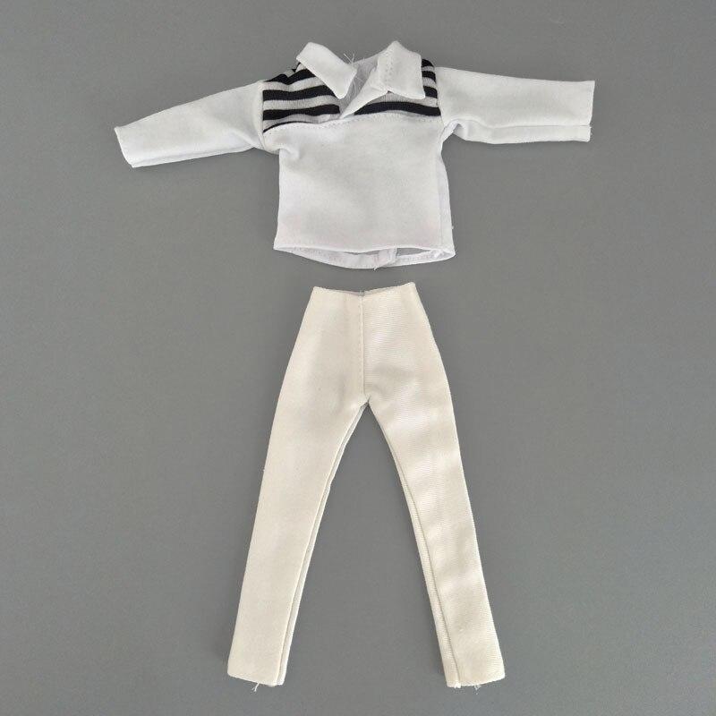 

1 комплект 1/6 одягу для ляльки-хлопчика для ляльки Кена Біла смугаста сорочка та штани, штани, одяг для хлопця Барбі, іграшка-лялька Кен Принц білий