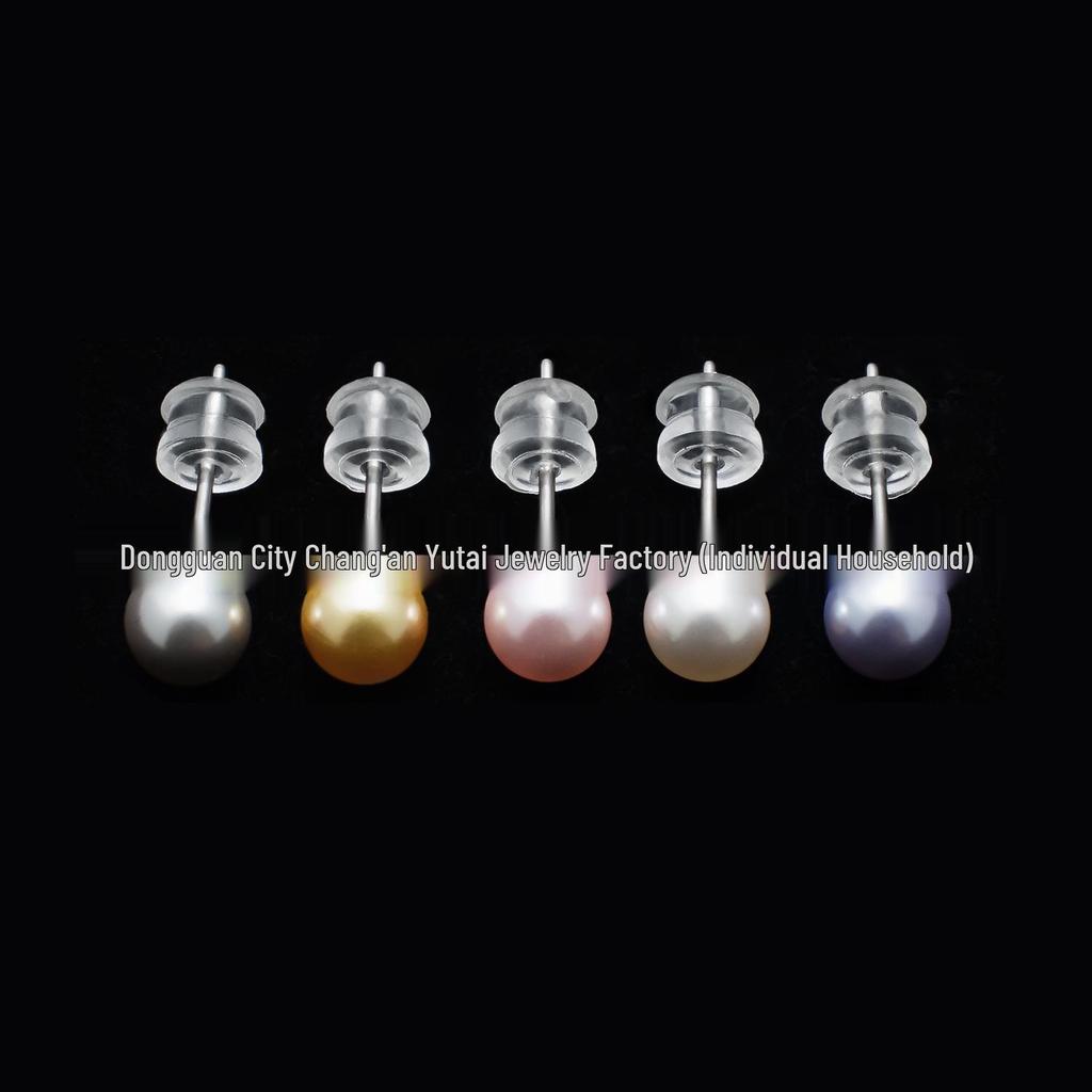 F136 Titanium Pearl Inlaid Luxury Stud Earrings – Niche Design, Versatile Jewelry for Piercing.