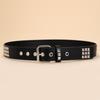 Black Rivet Punk Style Belt with Bright Metal Pyramid Decoration, Suitable for Men and Women