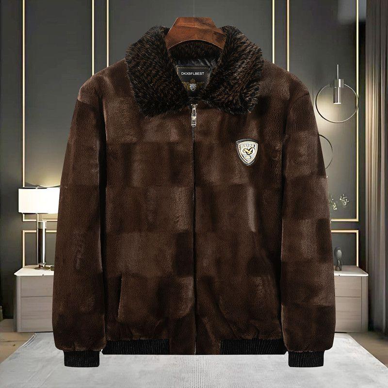 New Autumn Winter Thickened Fur Jacket Men's Jacket Coat Imitation Mink Lapel Fur Integrated