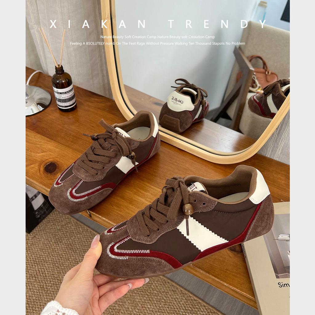 Leather inner height increase 4cm retro German training shoes women's 2025 autumn new dune wind sports Forrest Gump shoes casual shoes