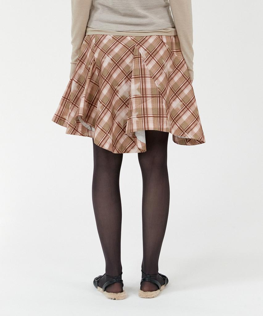 Gyeong Draped Skirt_Brown Check