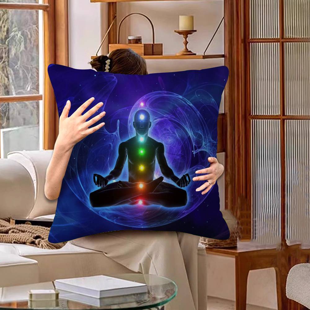 Meditation Seven Chakra Pillow Gift Home Office Decoration Bedroom Sofa Car Cushion Cover Case 45X45