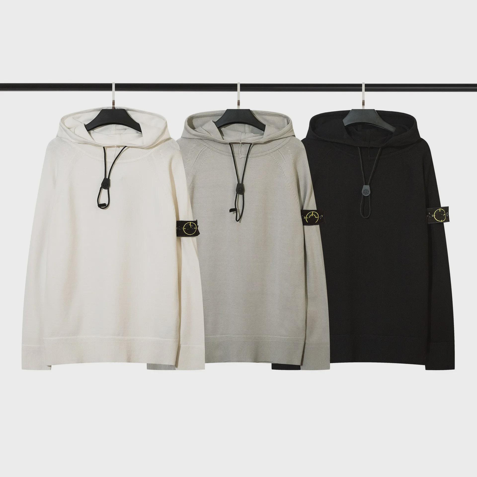 

«Stone Island Унисекс Шерстяной свитер с капюшоном и завязкой» M серый