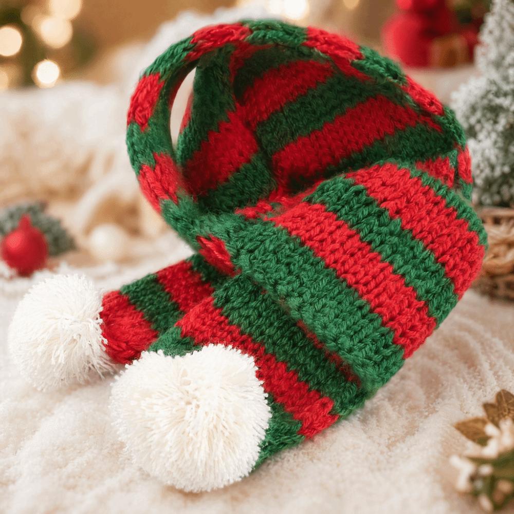 Knitted Knitted Dog Scarf Pompom Ball Dog Santa Scarves Cute Striped Pet Scarf Cats