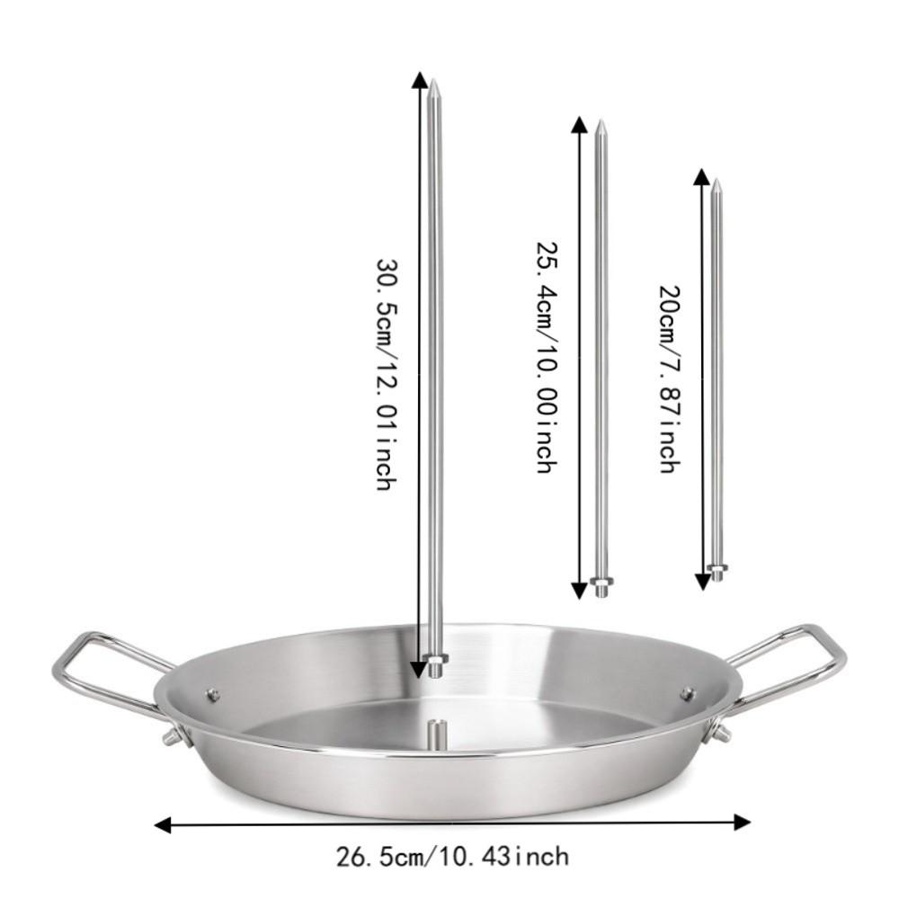Stainless Steel Vertical Skewer Set Silver Polished Finish Al Pastor Skewer Detachable Spikes Round Pan Shawarma Spit Stand