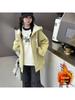 Girls' Alpaca Wool Fleece-Lined Jacket - Korean Casual Style, Hooded, Thick & Warm for Autumn/Winter