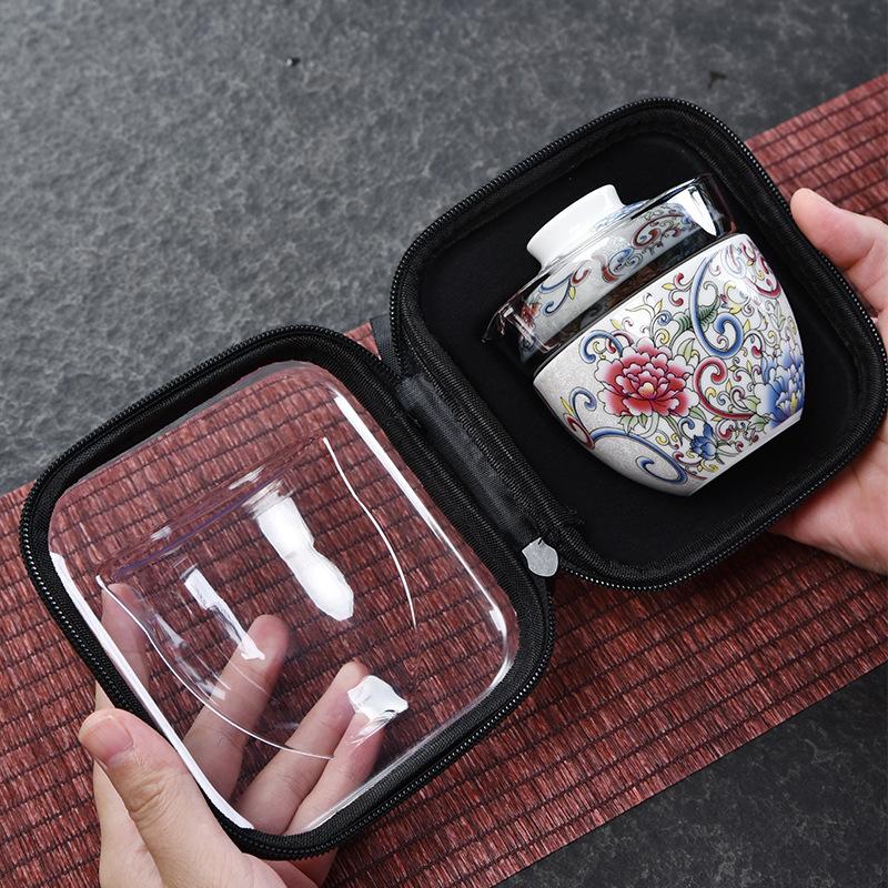 Ceramic Kuaike Cup One Pot Two Cups Brewing Teapot Portable Outdoor Travel Tea Set Glass Kung Fu Tea Set Gifts None