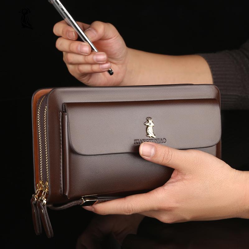 Pánská businessová taštička na zip: Peněženka a držák na karty s velkou kapacitou