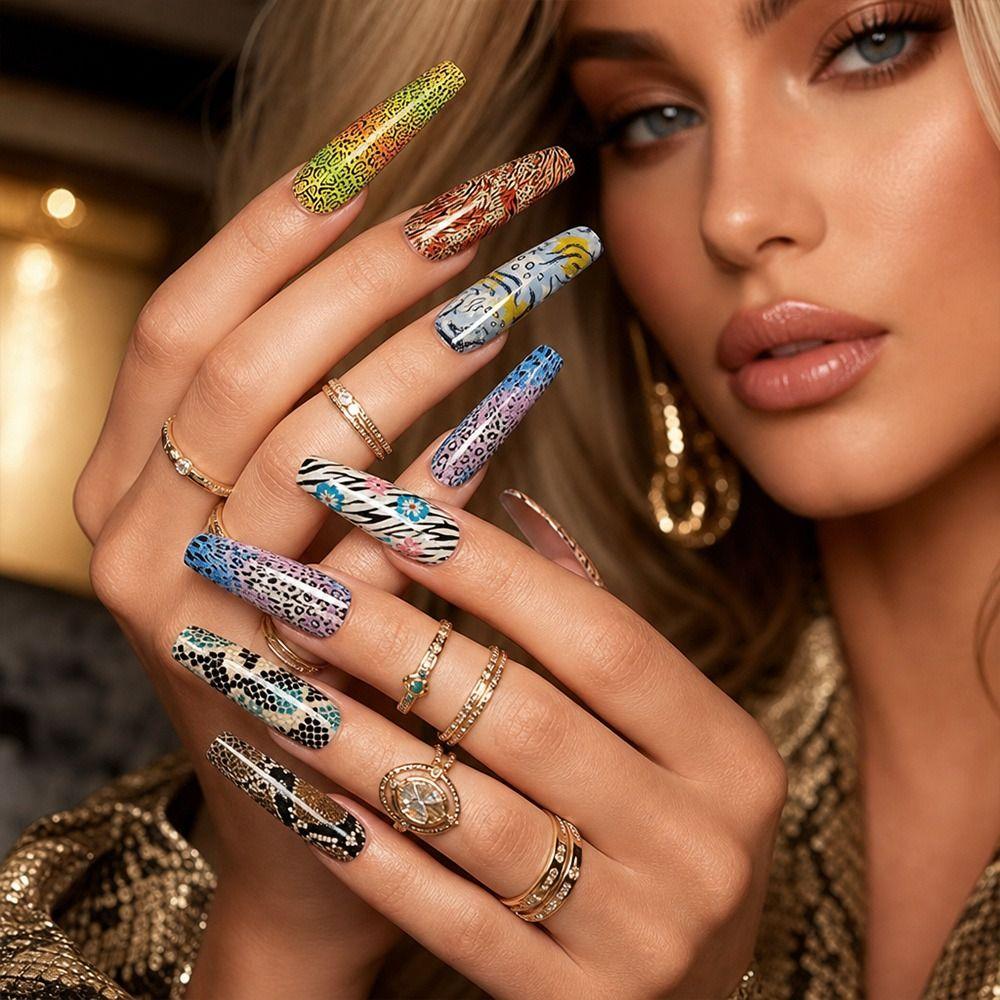 Flower Nail Foils Stripe Pattern Nail Decals Professional Nail Art Stickers Nail Decoration