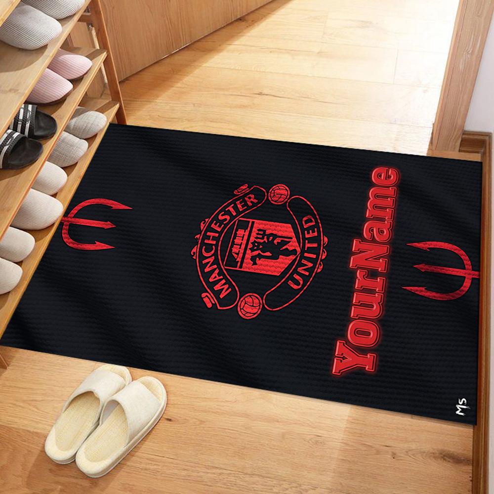 Manchester Customizable Name Carpet Design for Playrooms Kitchen Bedrooms Outdoor Antislip Carpet Anime Office Decor Perfect Gift for Friends & Family