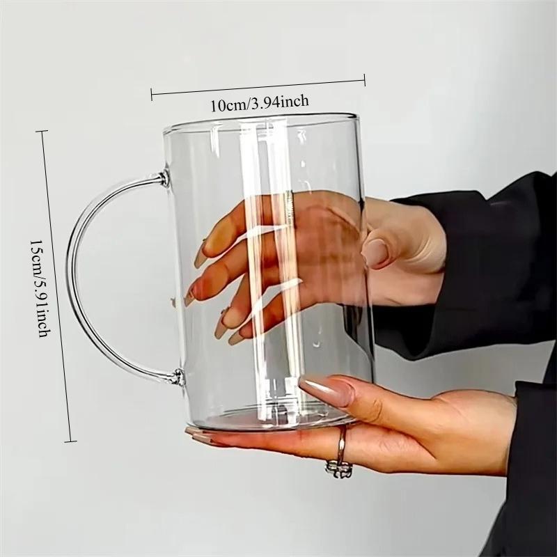 1000ML Glass Cup Large Capacity Drinkware with Handle High Temperature Resistance Water Cup Glass Juice Milk Bottle Kitchenware