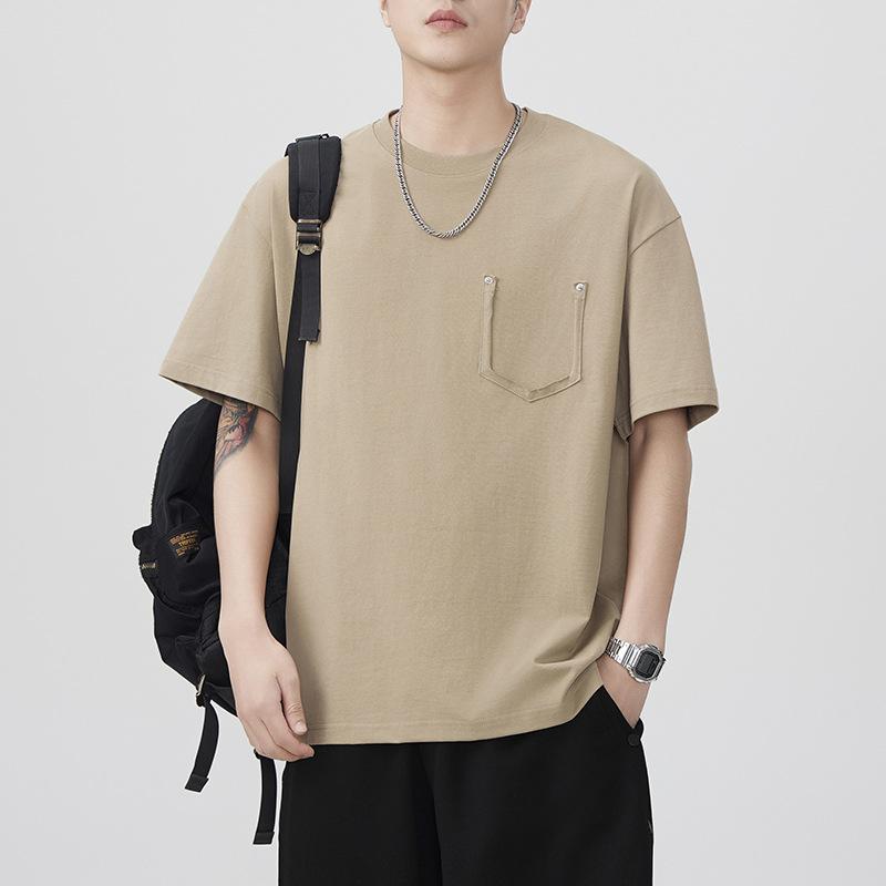 Summer Heavyweight 260g Retro Short-sleeved T-shirt for Men's Loose Japanese Casual T-shirt