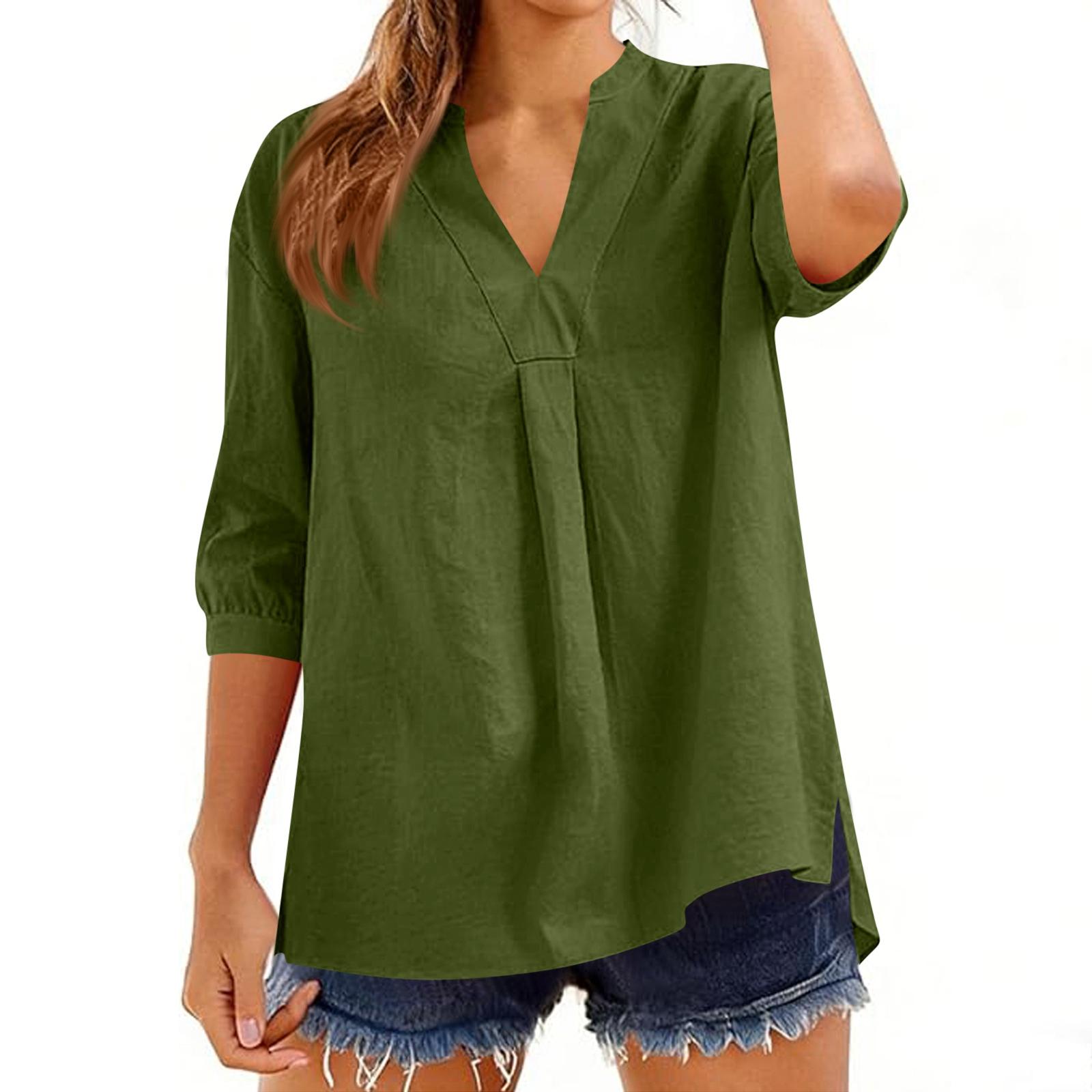 Women s  3/4 Sleeve V-neck Fashionable Top S