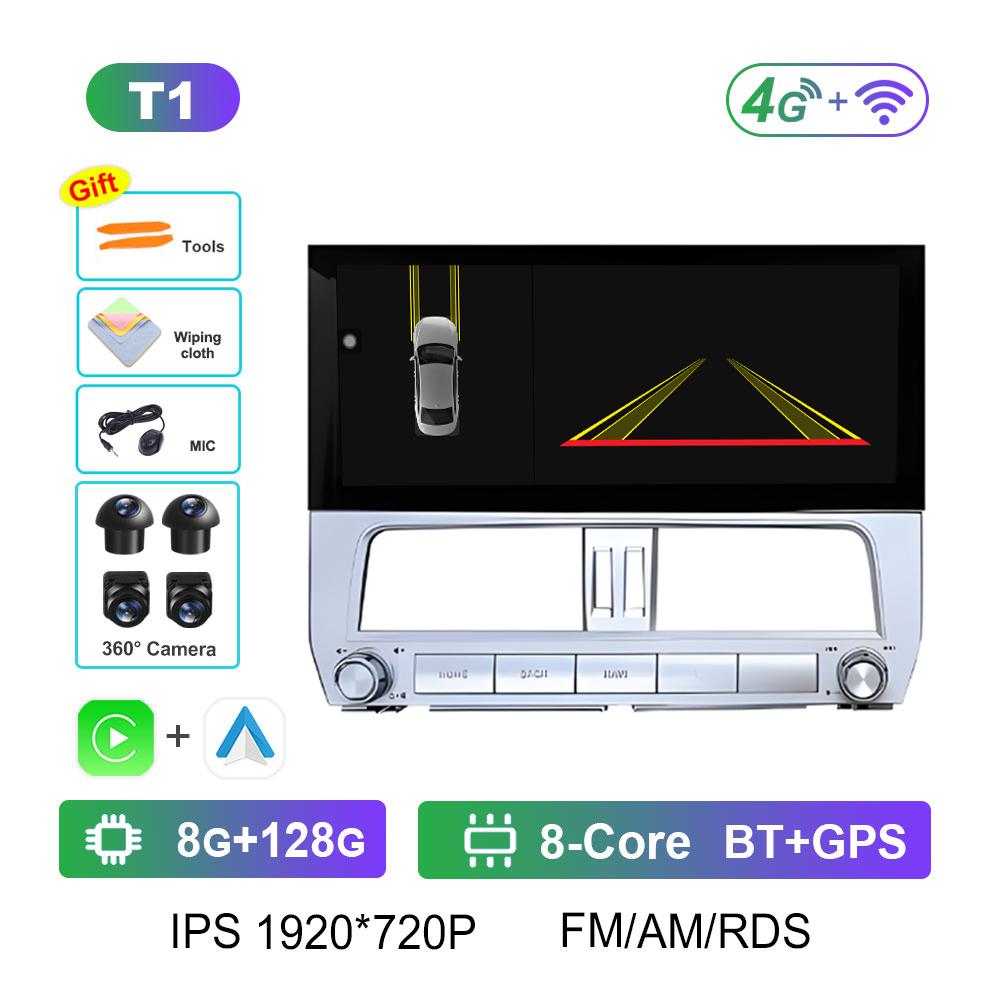 Navigation GPS Wireless Carplay Car Video for Toyota Prado 2018 Radio Player 12.3 Inch Autoradio Bluetooth Cooling Fan Head Unit