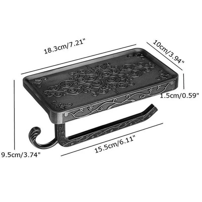 2025 New Bathroom Towel Rack Toilet Paper Holder Box Antique Carved Zinc Alloy Bathroom Paper Mobile Phone Holder with Shelf