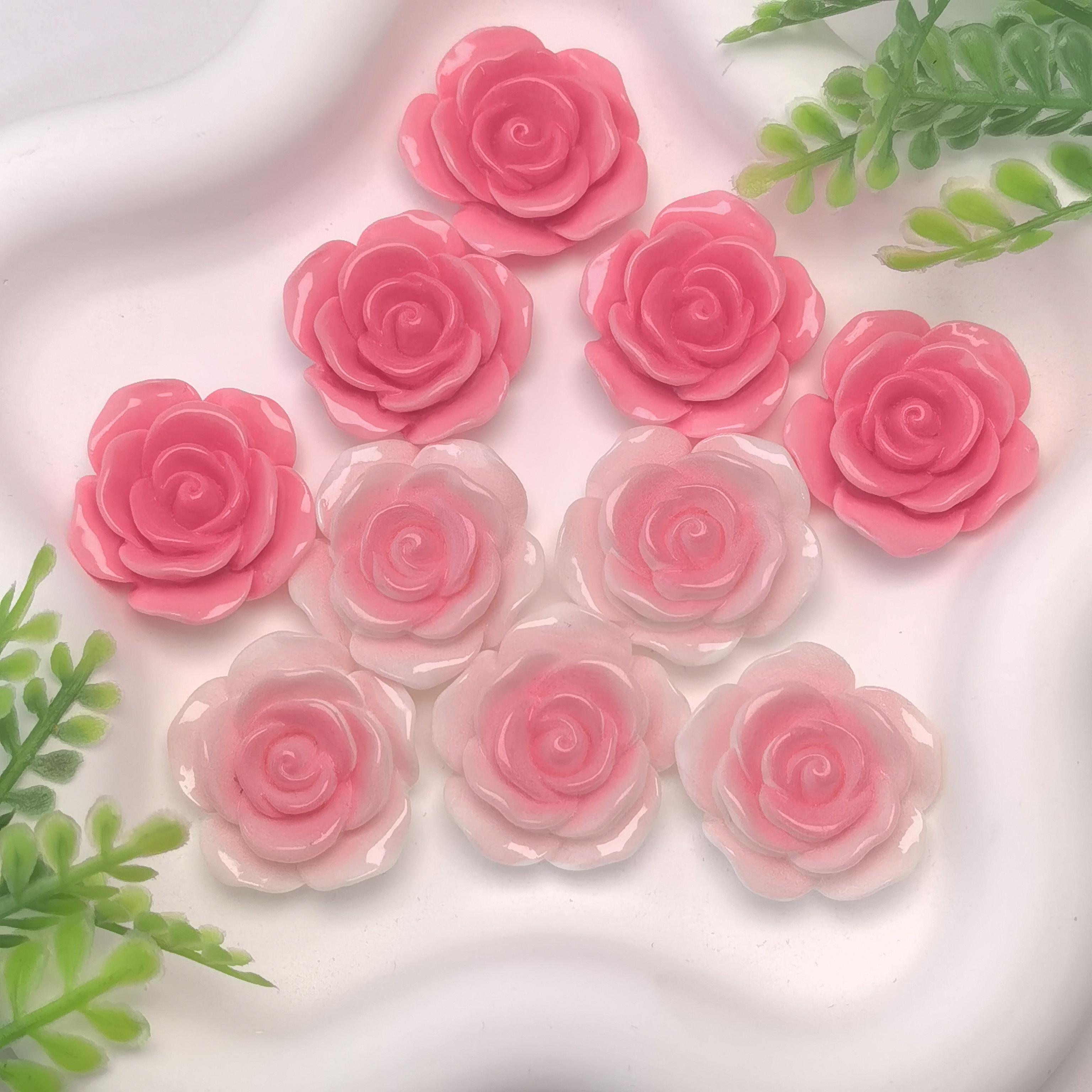 Beautiful Colorful Rose Flower Resin Cabochon 28mm Rose Flatbacks Scrapbooking Cabochons 26*28mm-100pcs/bag
