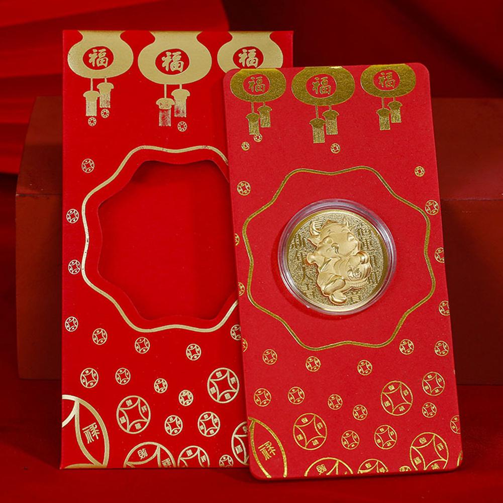 2021 Gold Coin Red Envelope Gold Foil Commemorative Coin Gold Red Packet