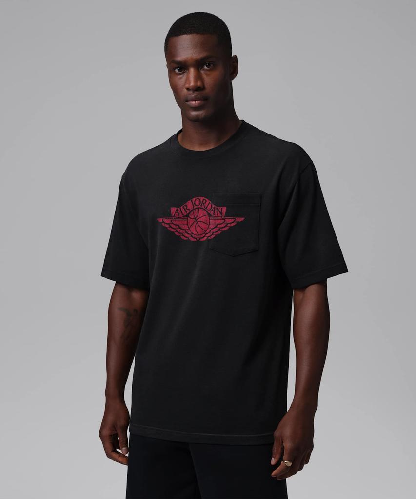 NIKE Jordan Flight Essentials Pocket T-Shirt M - Black: University Red / Io2084-010
