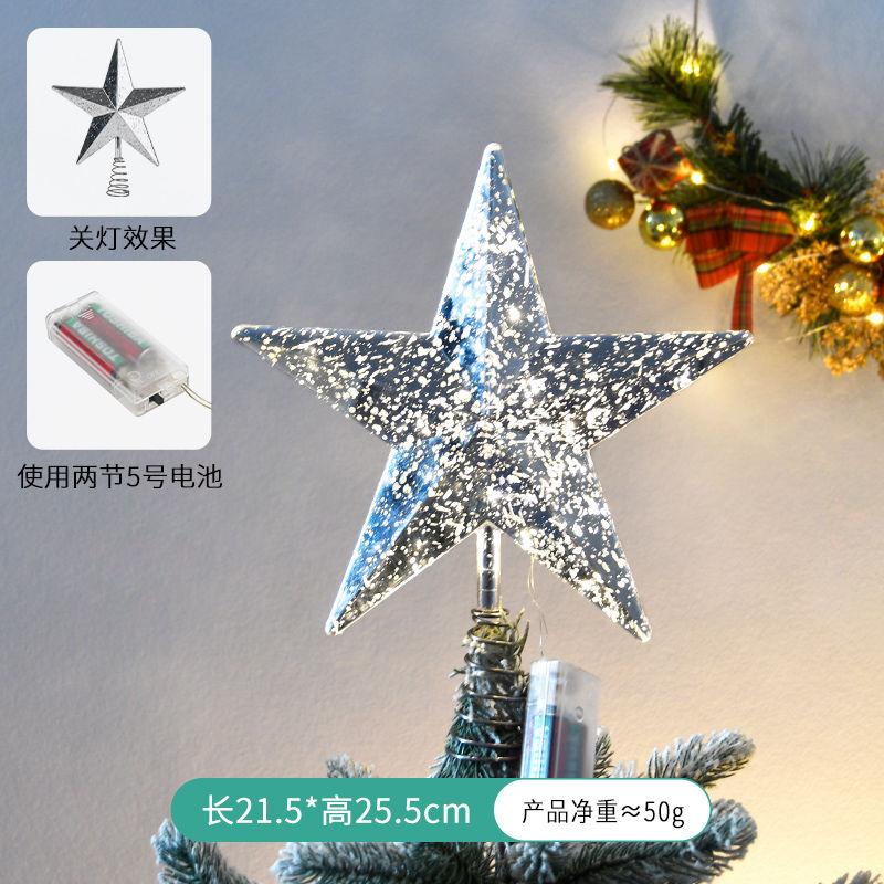 Christmas Decoration Gold Silver Red Charged Luminous Five-pointed Star Plastic Ornaments Christmas Tree Top Star Lights Crafts