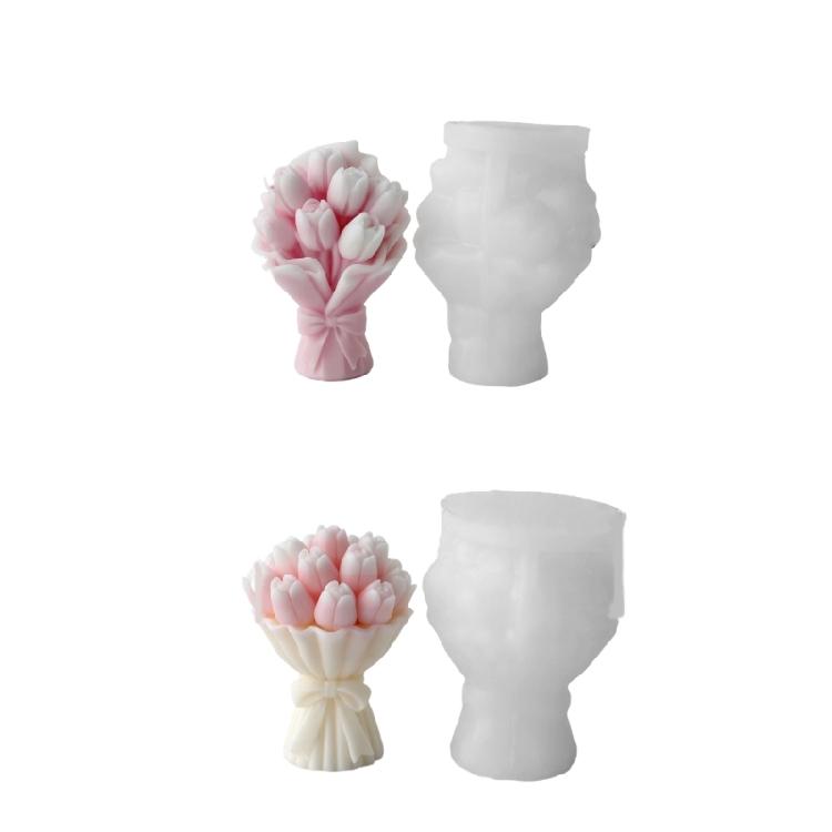 Food Grade Silicone Candle Mould For Tulips Bouquet Aromatherapys Craft Tool for Family Activity and Weddings