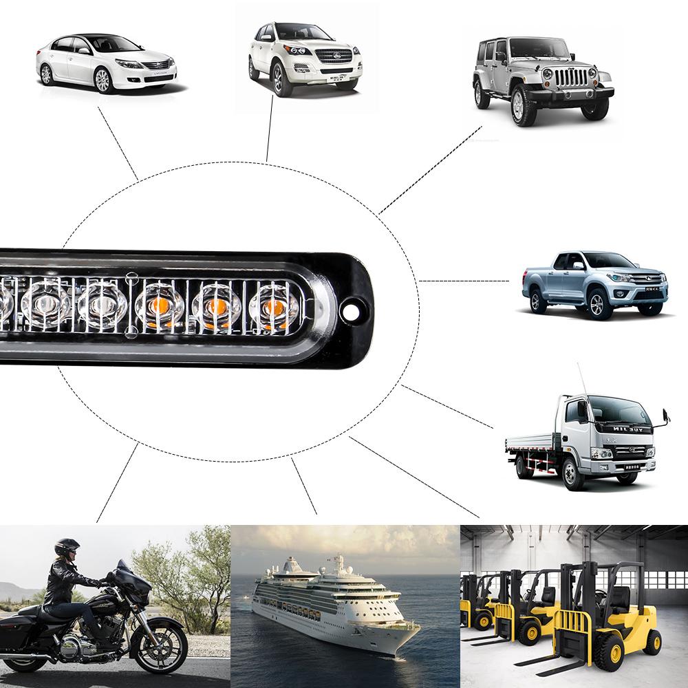 12 LED Strobe Warning Light  Police Lights Tail Lamp Led Side light 18 Flashing Modes for Car Truck Light 12V 24V White Yellow